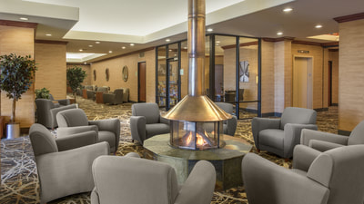 Our lobby fireplace